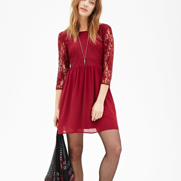 forever 21 red lace dress